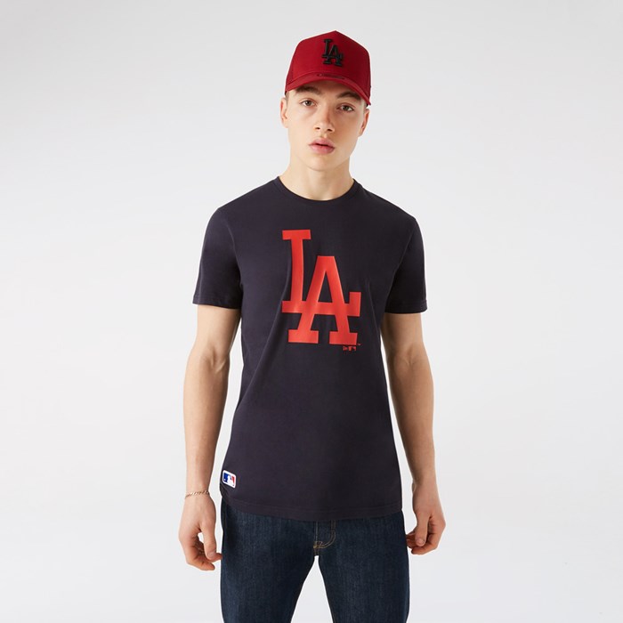 LA Dodgers Team Logo Miesten T-paita Laivastonsininen - New Era Vaatteet Outlet FI-892356